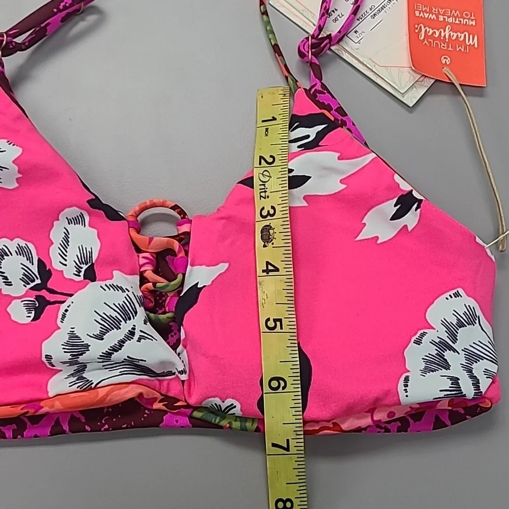 Maaji Reversible Pink Floral Bikini Top Size M